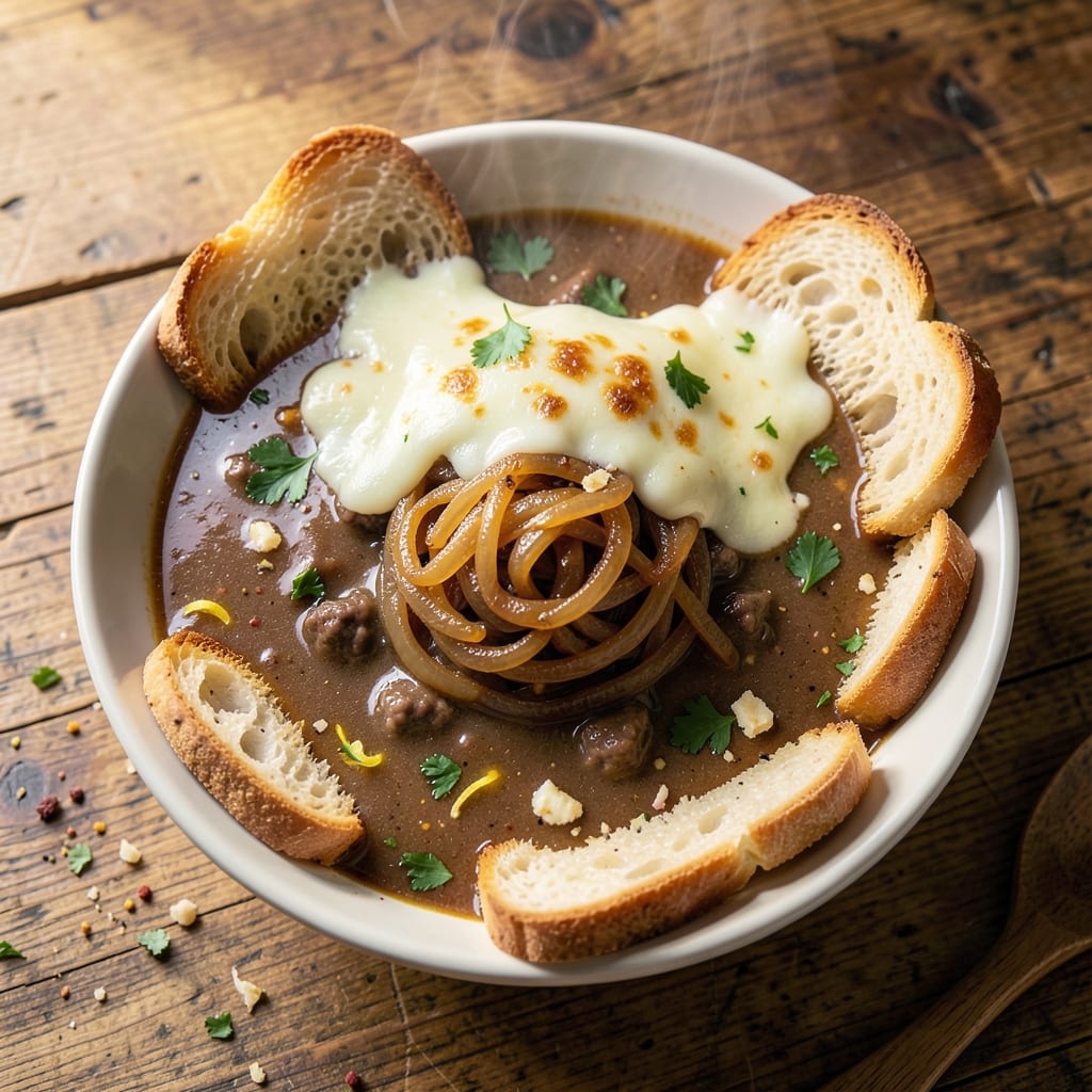 All-Day French Onion Soup Recipe: Gruyère Crust That Shatters With Every Bite