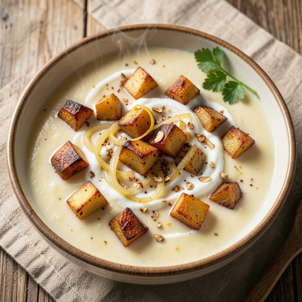 Add Potato Soup Recipe: Creamy Velvety Texture with Rustic Herb Crunch