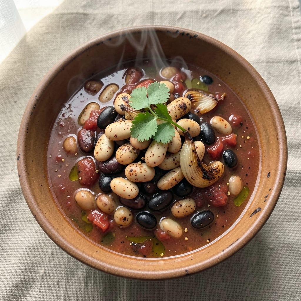 3 Bean Chilli Soup Recipe: Smoky Pantry Simmer With Crunchy Topping