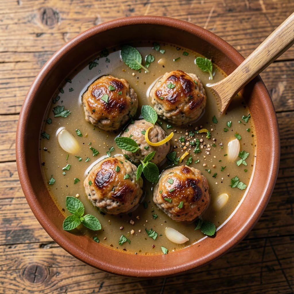 Albondigas Soup Recipe With Mint: Herbed Meatballs in Zesty Lemon-Basil Broth