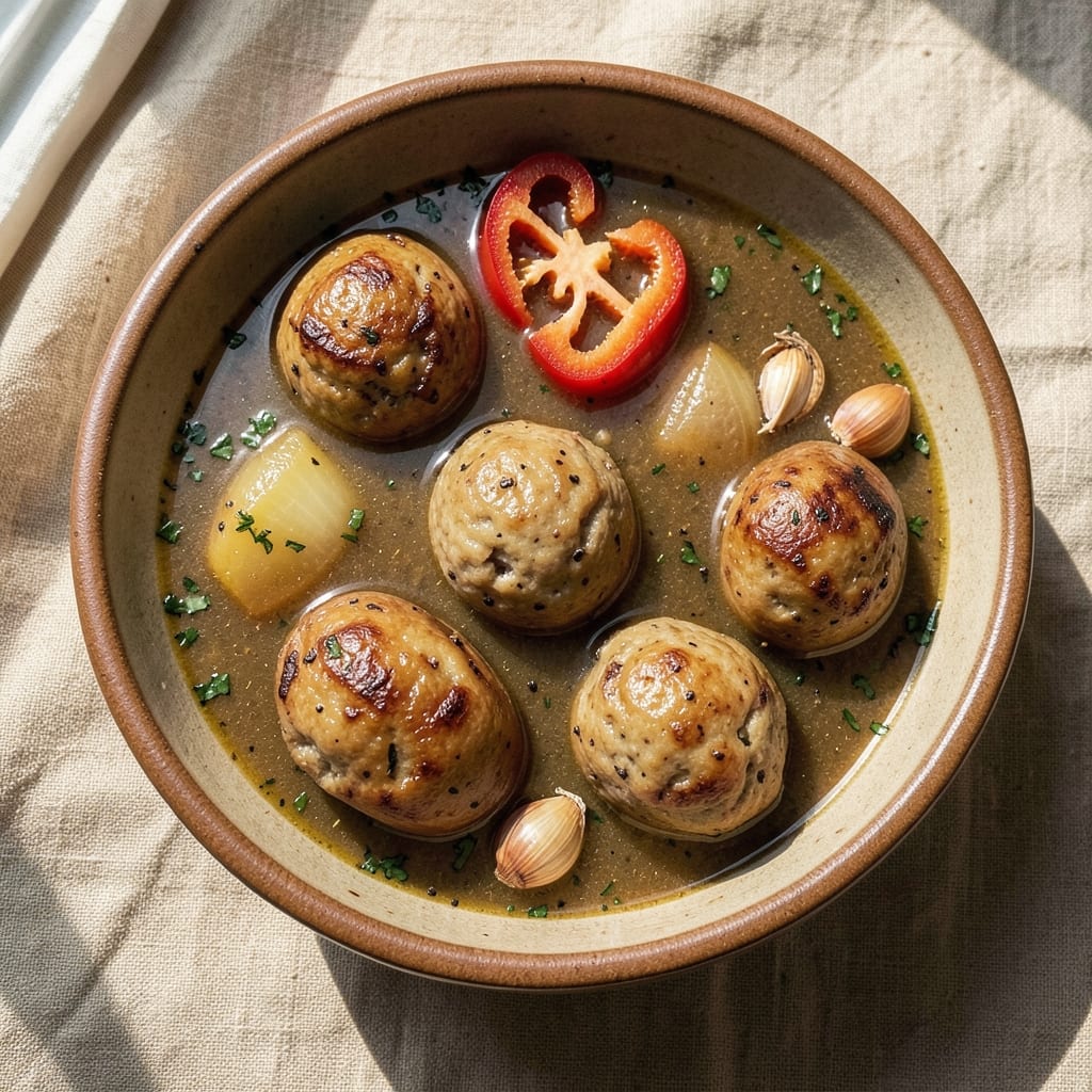 Albondigas Soup Recipe with Potatoes: Meatballs Simmered in Tomato-Garlic Broth