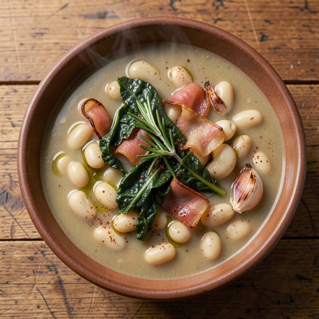 Alessi Tuscan White Bean Soup Recipe: Rosemary-Kissed Creaminess With Crispy Pancetta