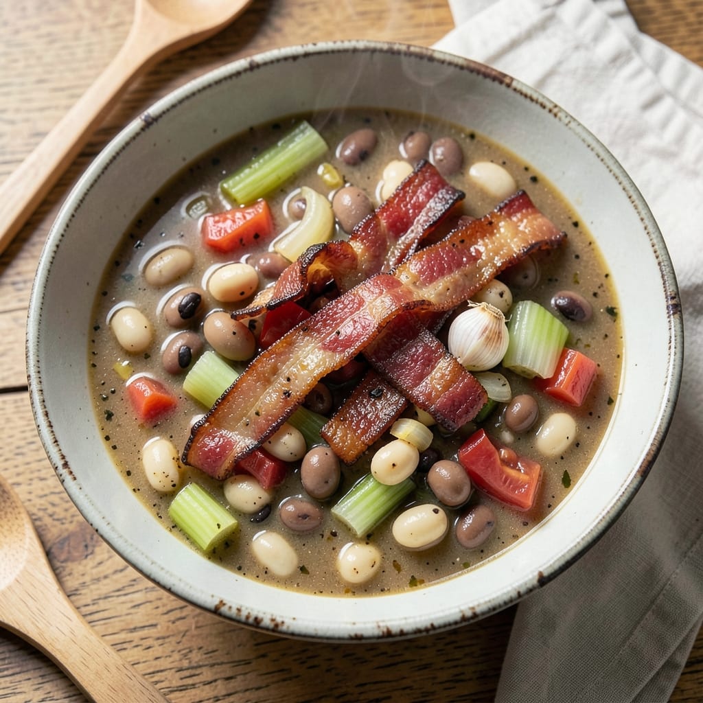 15 Bean Soup Recipe with Bacon: Smoky Bacon Crunch and Pantry Staples Simmered