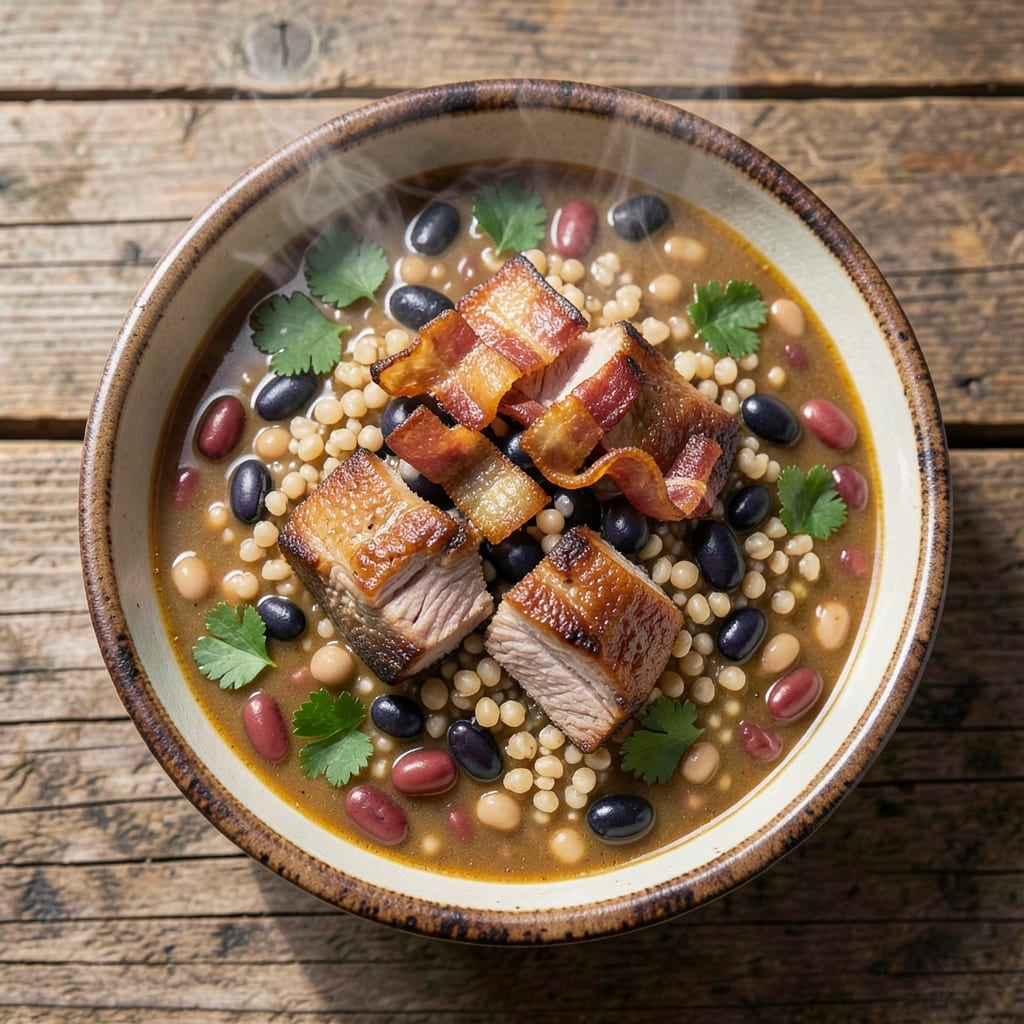15 Bean Soup Recipe with Pork: Smoky Bacon and Barley Harmony