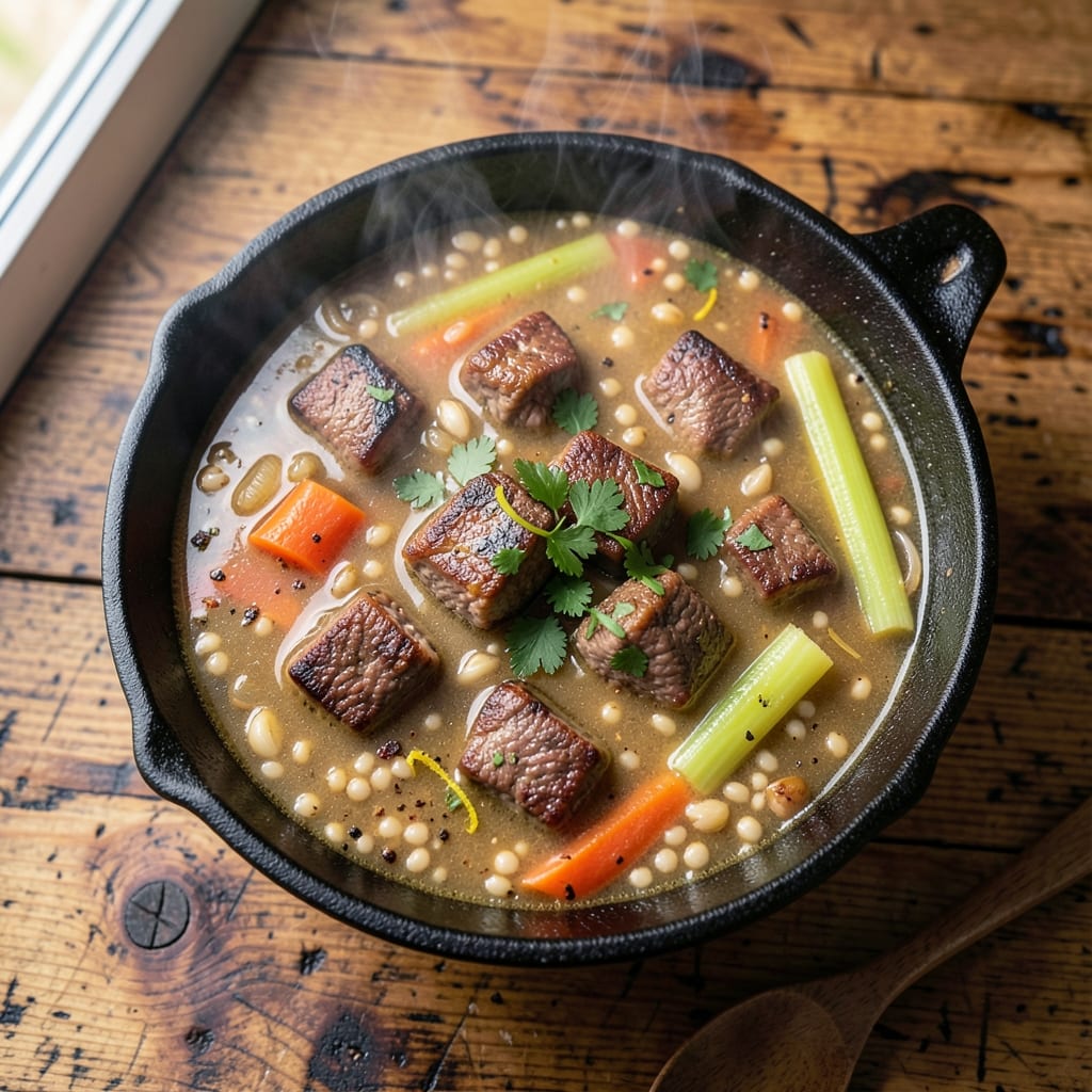 54th Street Steak Soup Recipe: Slow-Simmered Beef and Barley Luxe